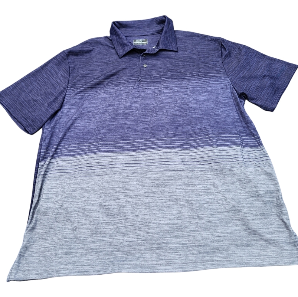Ben hogan polo performance short sleeve blue,gray strip golf shirt size 2XL